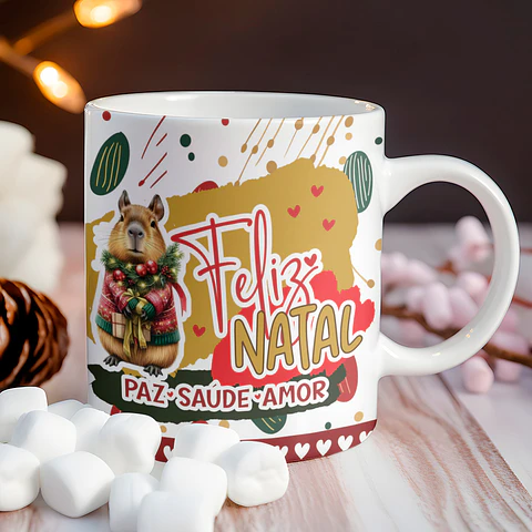 8 Artes para Caneca Natal Capivara Arquivo Editável