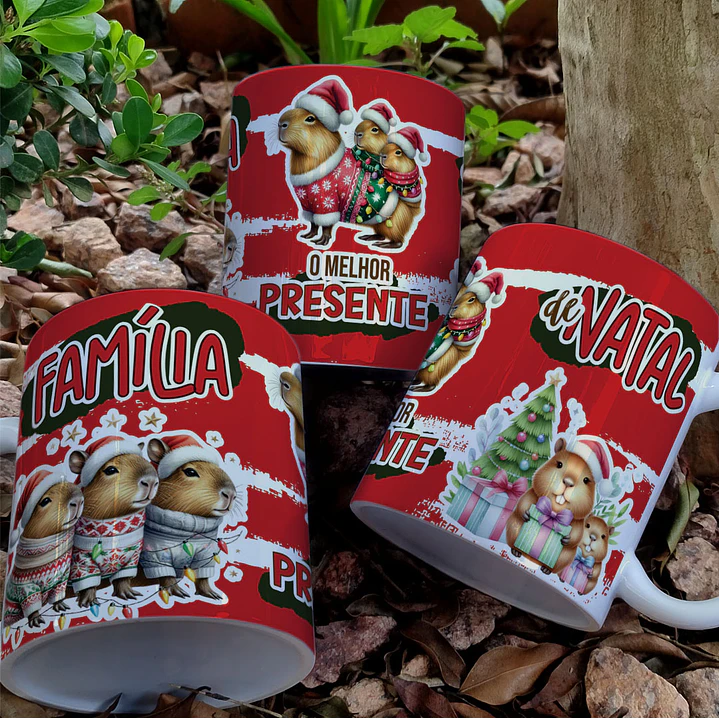8 Artes para Caneca Natal Capivara Arquivo Editável 8