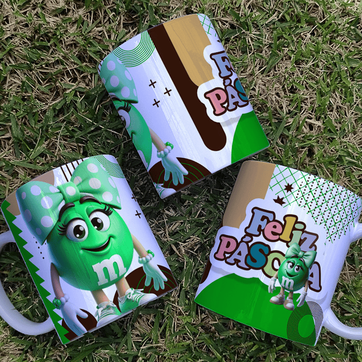 9 Artes para Canecas MMs Páscoa 3D Arquivo em Jpg 3