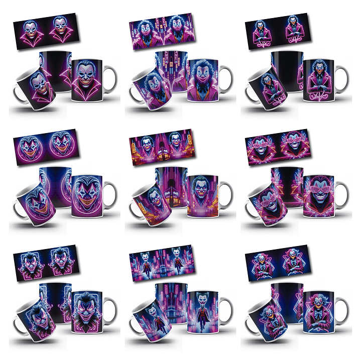20 Artes para Caneca Coringa Neon Arquivo em Jpg 2
