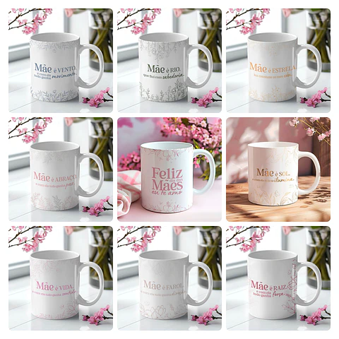 20 Artes para Caneca Dia das Mães Arquivo Editável 