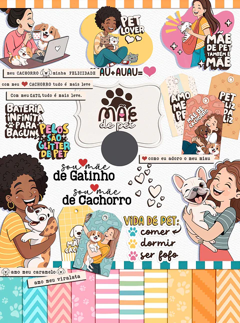 Kit Digital Dia das Mães Pets Arquivo em Png