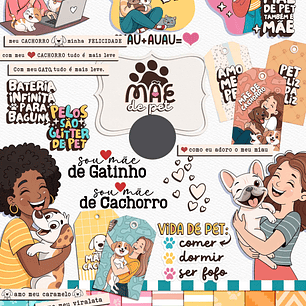 Kit Digital Dia das Mães Pets Arquivo em Png