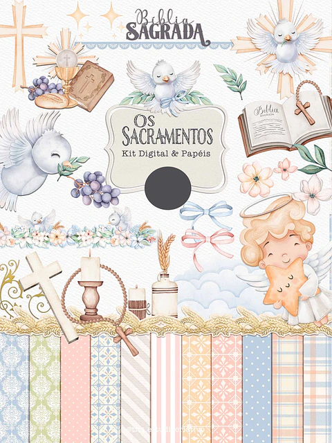 Kit Digital Combo Sacramentos (Batismo + Primeira Comunhão) Arquivo em Png