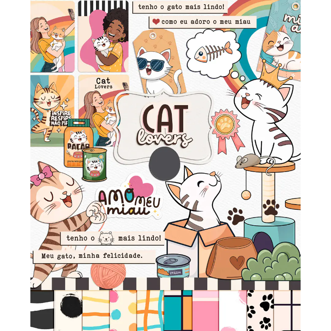 Kit Digital Pet Lovers Gatinhos e Cachorros Arquivo em Png 1