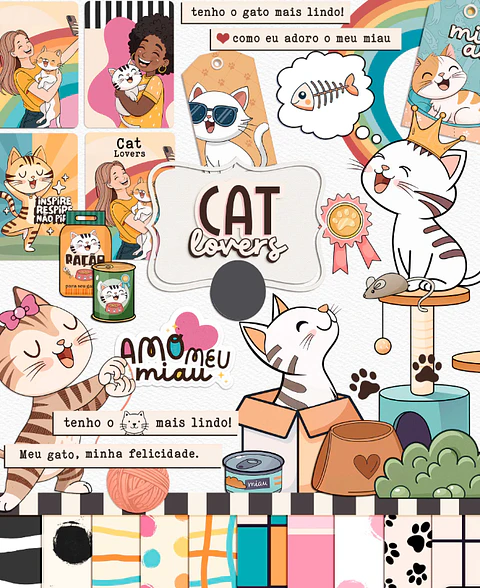Kit Digital Pet Lovers Gatinhos e Cachorros Arquivo em Png