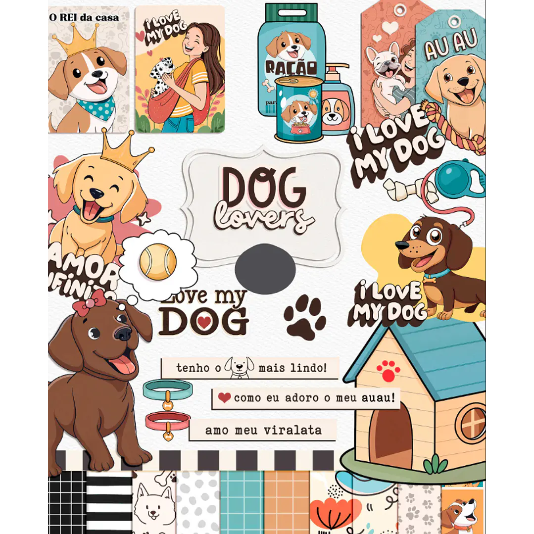 Kit Digital Pet Lovers Gatinhos e Cachorros Arquivo em Png 2