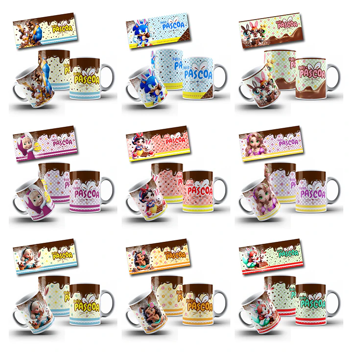 50 Artes para Caneca Páscoa Princesas, Heróis e Diversos Arquivo em Jpg   4