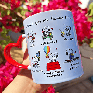 Artes Caneca Snoopy Coisas que me fazem feliz em Jpg 