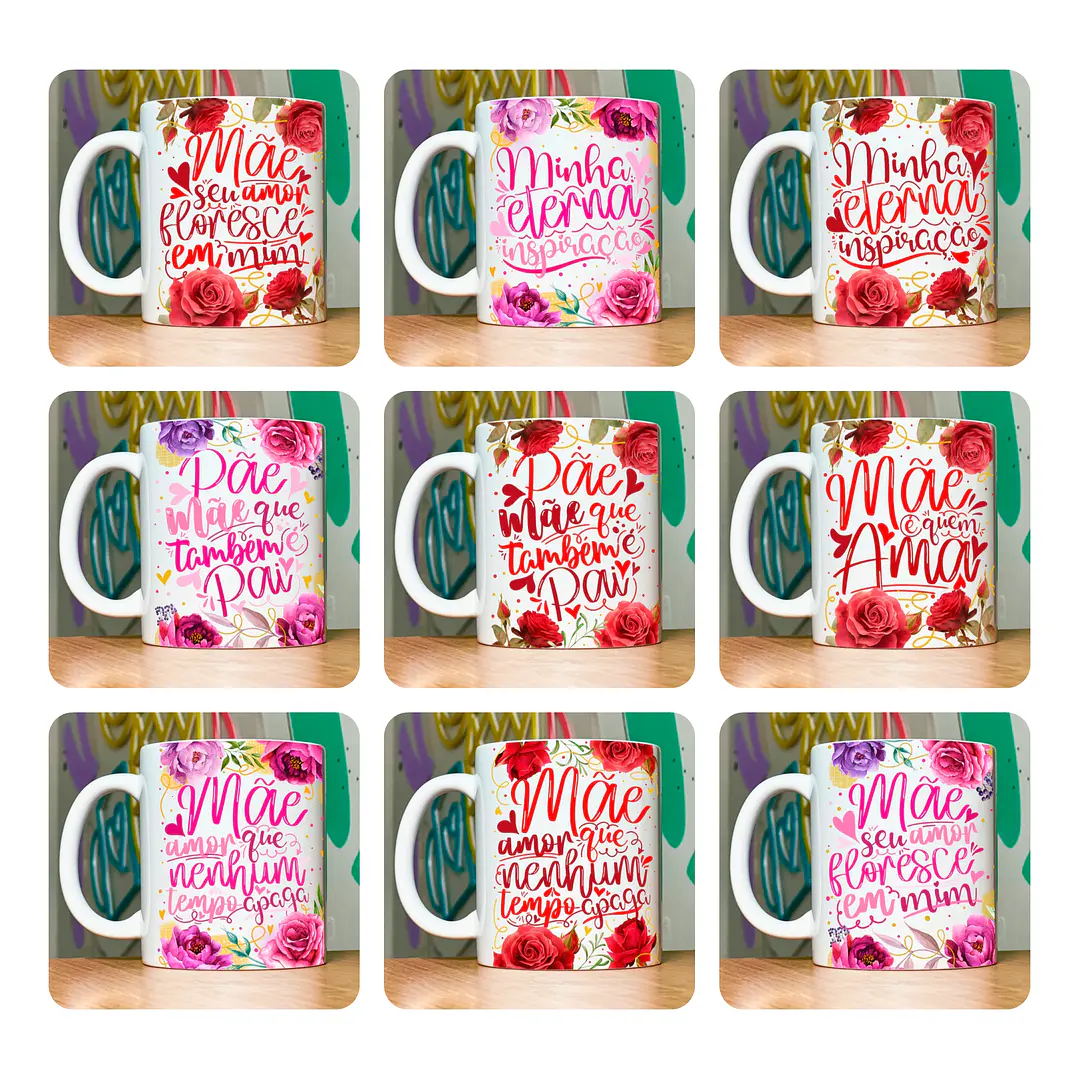 18 Artes para Caneca Dia das Mães Floral Arquivo em Jpg 7