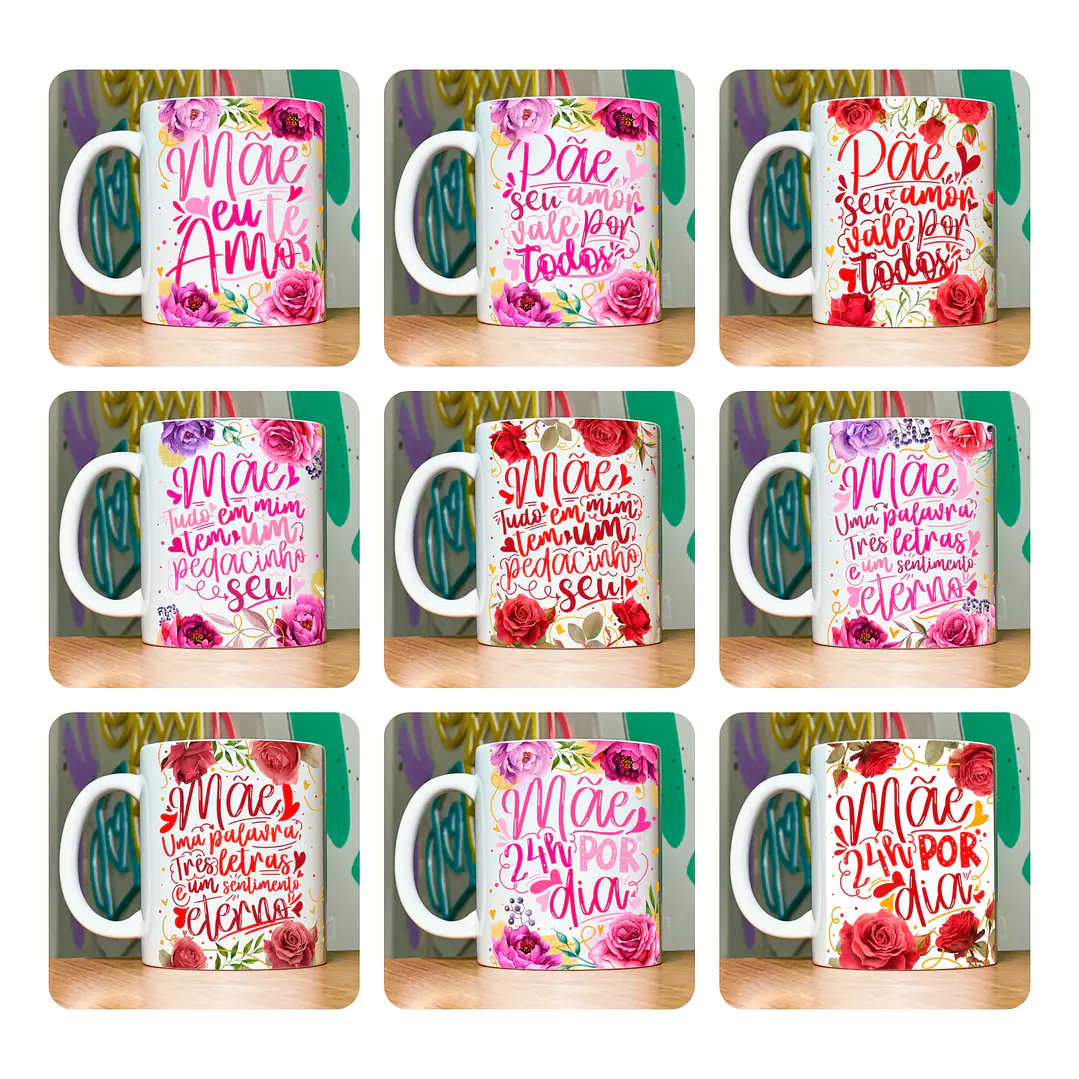 18 Artes para Caneca Dia das Mães Floral Arquivo em Jpg 9