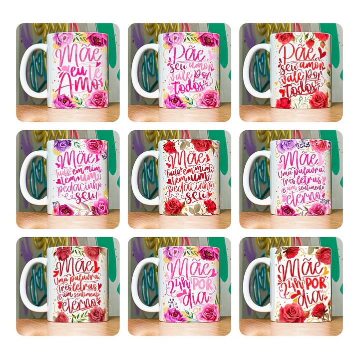18 Artes para Caneca Dia das Mães Floral Arquivo em Jpg 9