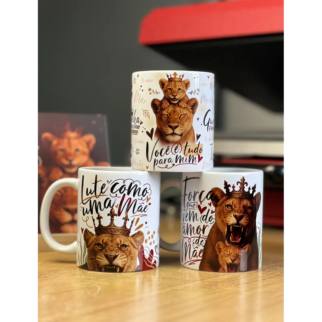 20 Artes para Caneca Dia das Mães Mãe Leoa Arquivo em Jpg  1