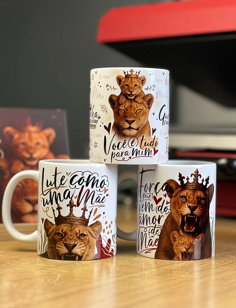 20 Artes para Caneca Dia das Mães Mãe Leoa Arquivo em Jpg 