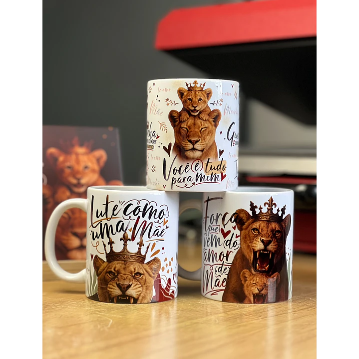 20 Artes para Caneca Dia das Mães Mãe Leoa Arquivo em Jpg  1