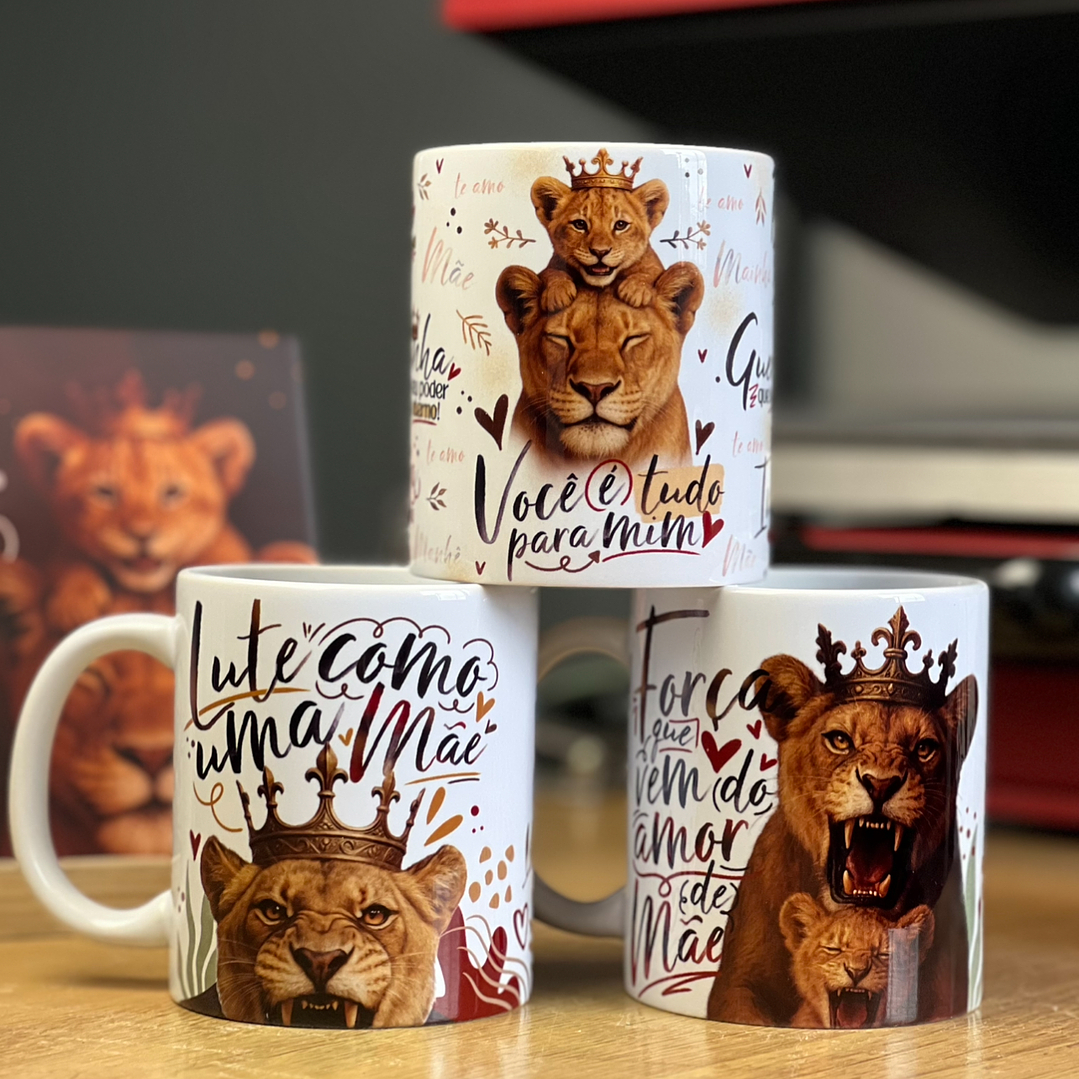 20 Artes para Caneca Dia das Mães Mãe Leoa Arquivo em Jpg  1