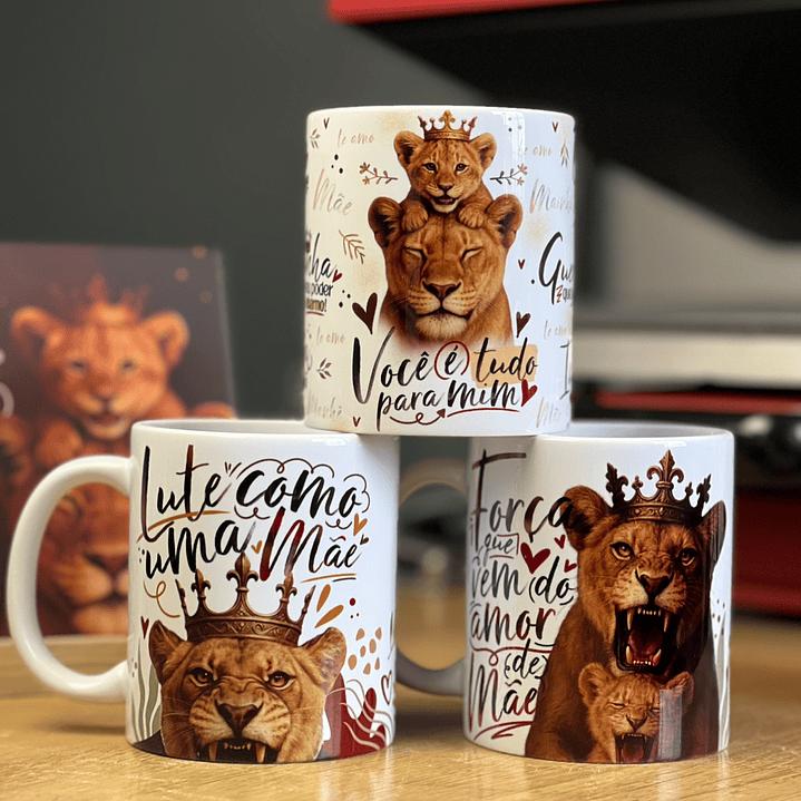20 Artes para Caneca Dia das Mães Mãe Leoa Arquivo em Jpg  1
