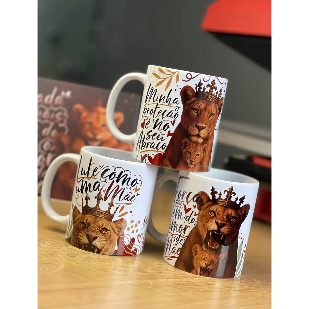 20 Artes para Caneca Dia das Mães Mãe Leoa Arquivo em Jpg  5