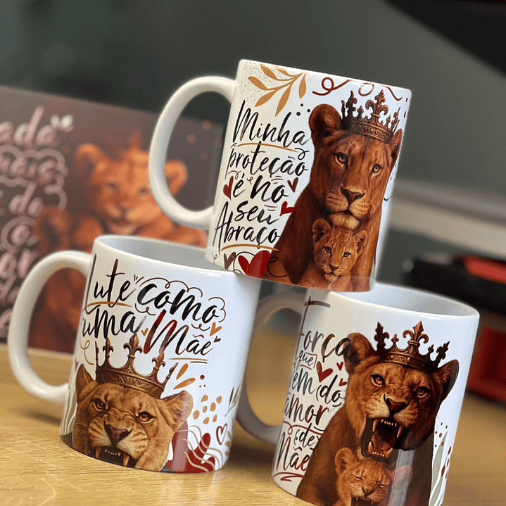 20 Artes para Caneca Dia das Mães Mãe Leoa Arquivo em Jpg  5
