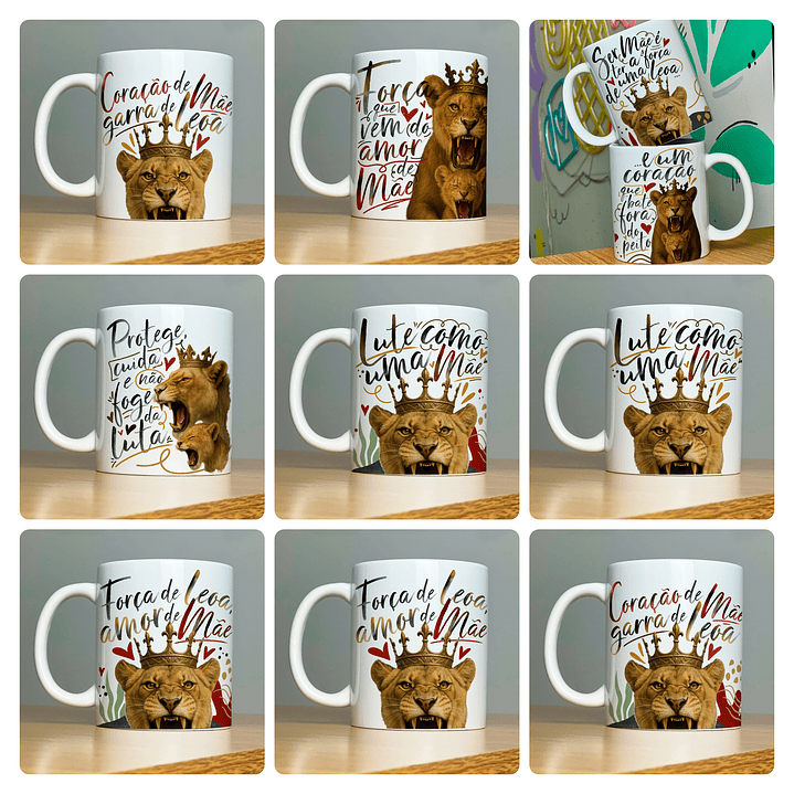 20 Artes para Caneca Dia das Mães Mãe Leoa Arquivo em Jpg  7