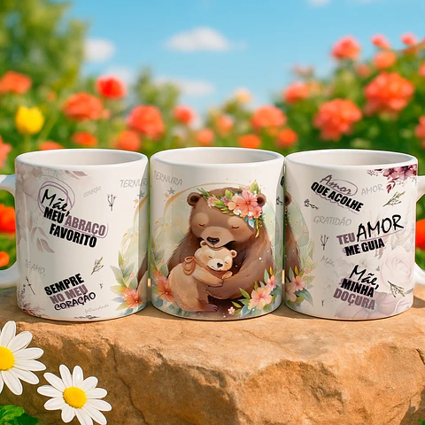 5 Artes para Caneca Mãmãe Urso Arquivo Editável 
