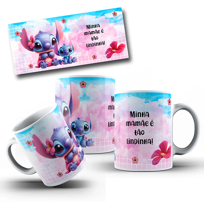 10 Artes para Caneca Dia das Mamãe Stitch Arquivo em Jpg  2