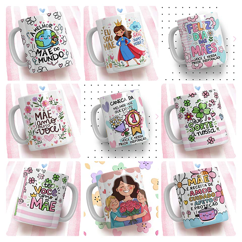 30 Artes para Caneca Dia das Mães Arquivo em Jpg