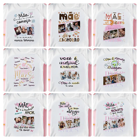 33 Artes para Camisa Azulejo e Almofada Dia das Mães Arquivo Editável