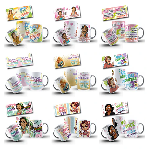 39 Artes para Caneca Dia das Mães Frases Mãe é Tudo Igual Arquivo em Jpg 