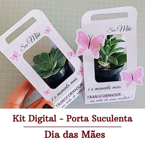 Porta Suculenta Dia das Mães Arquivo de Corte em PNG e PDF para Baixar