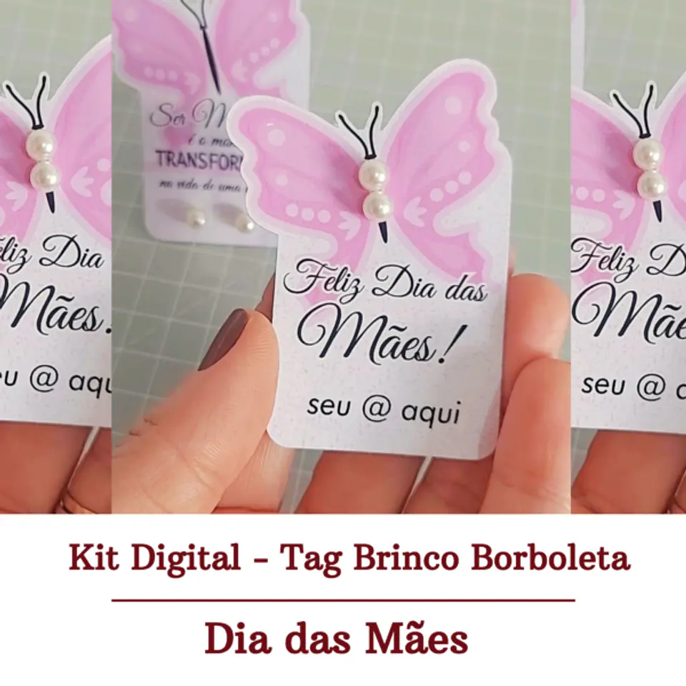Tag para Brincos Dia das Mães Arquivo de Corte em PNG e PDF para Baixar 1