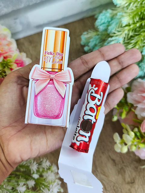 Tag para Chocolate Batom Esmalte Dia das Mães Arquivo de Corte em PNG e PDF para Baixar