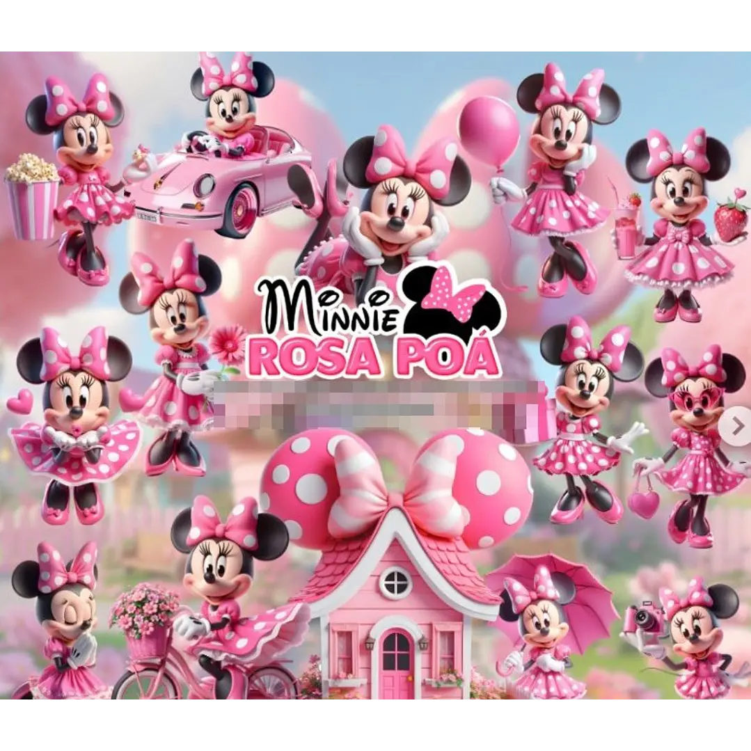 Kit Digital Minnie Rosa Poa em Png  1