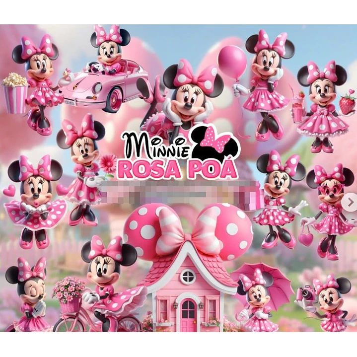 Kit Digital Minnie Rosa Poa em Png  1