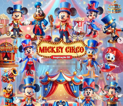 Kit Digital Circo do Mickey em Png  