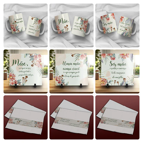 24 Artes para Caneca, Toalhinha e Azulejo Dia das Mães Arquivo Ediavél 