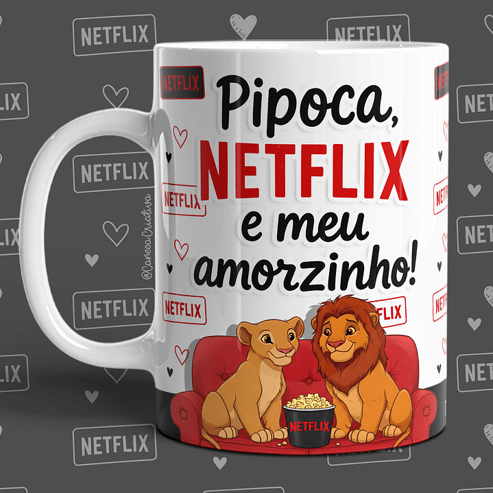 16 Artes para Caneca Dia dos Namorados Netflix, Pipoca e Você em Jpg 2