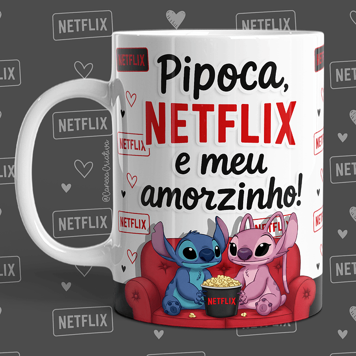 16 Artes para Caneca Dia dos Namorados Netflix, Pipoca e Você em Jpg 1