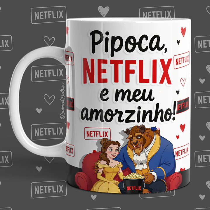 16 Artes para Caneca Dia dos Namorados Netflix, Pipoca e Você em Jpg 4