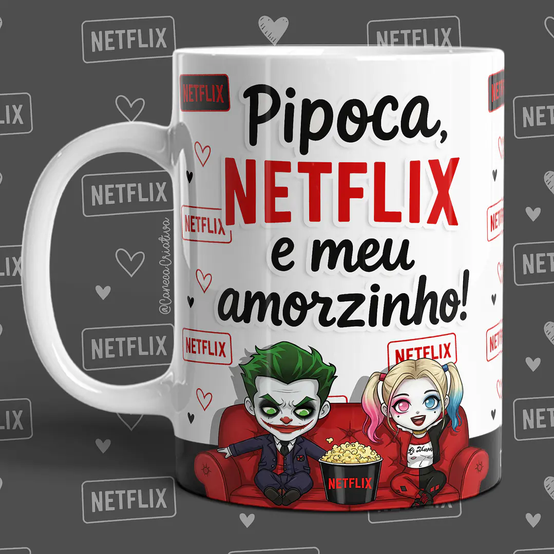 16 Artes para Caneca Dia dos Namorados Netflix, Pipoca e Você em Jpg 6