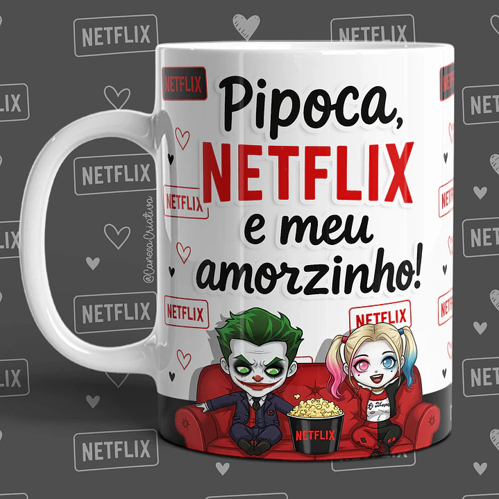 16 Artes para Caneca Dia dos Namorados Netflix, Pipoca e Você em Jpg 6