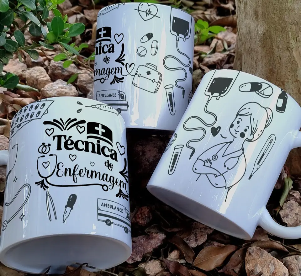 3 Artes Caneca Tecnico de Enfermagem Arquivo Editável  2