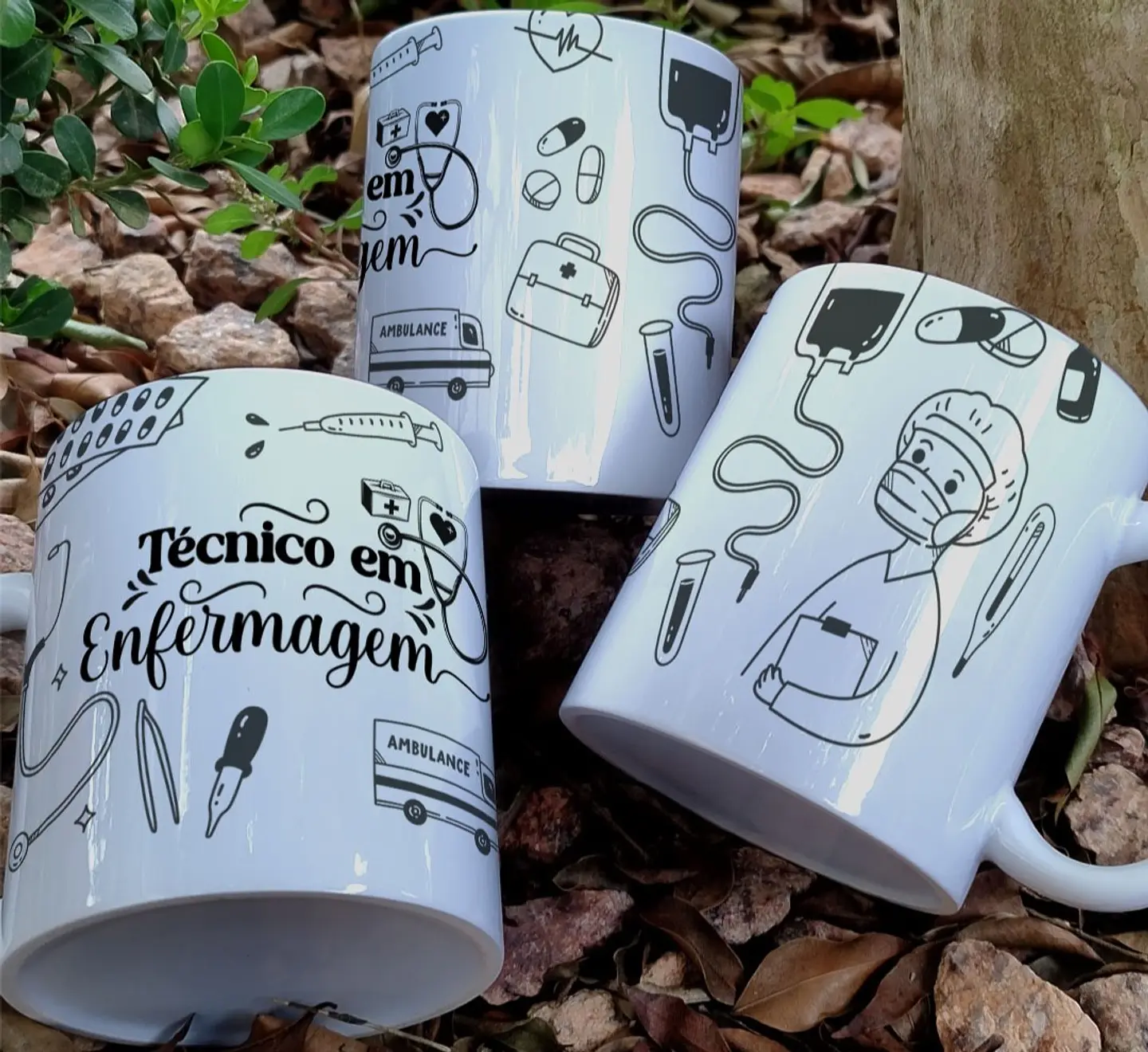 3 Artes Caneca Tecnico de Enfermagem Arquivo Editável  3