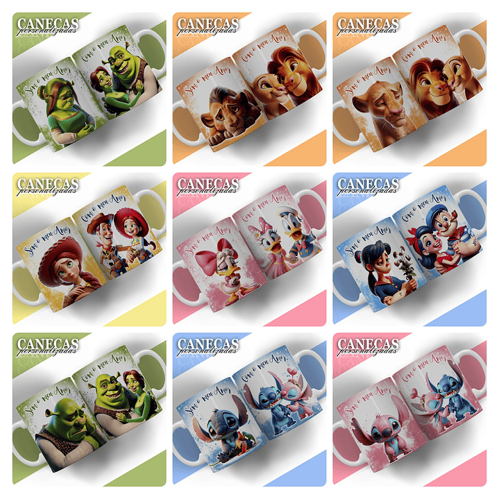 20 Artes para Caneca Dia dos Namorados Sempre com meu Amor Arquivop Editável  2