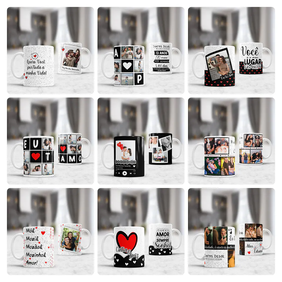 30 Arte Caneca, Azulejo e Almofada com Fotos Dia dos Namorados Arquivo Editável 2