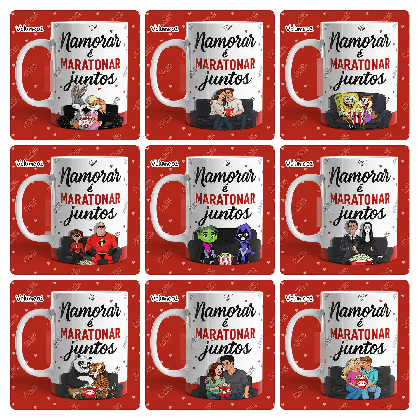 23 Artes para Caneca Dia dos Namorados Netflix, Pipoca e Você Vol. 02 Arquivo em Jpg 1