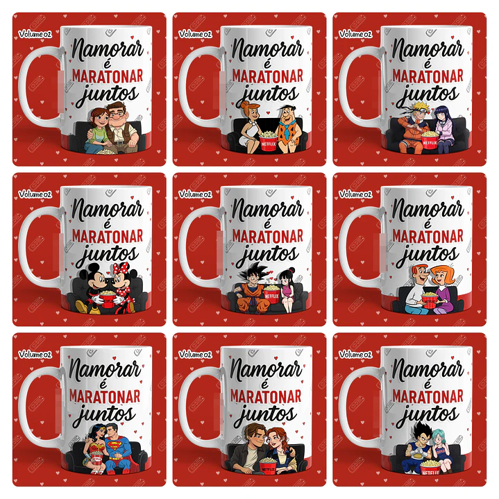 23 Artes para Caneca Dia dos Namorados Netflix, Pipoca e Você Vol. 02 Arquivo em Jpg 2