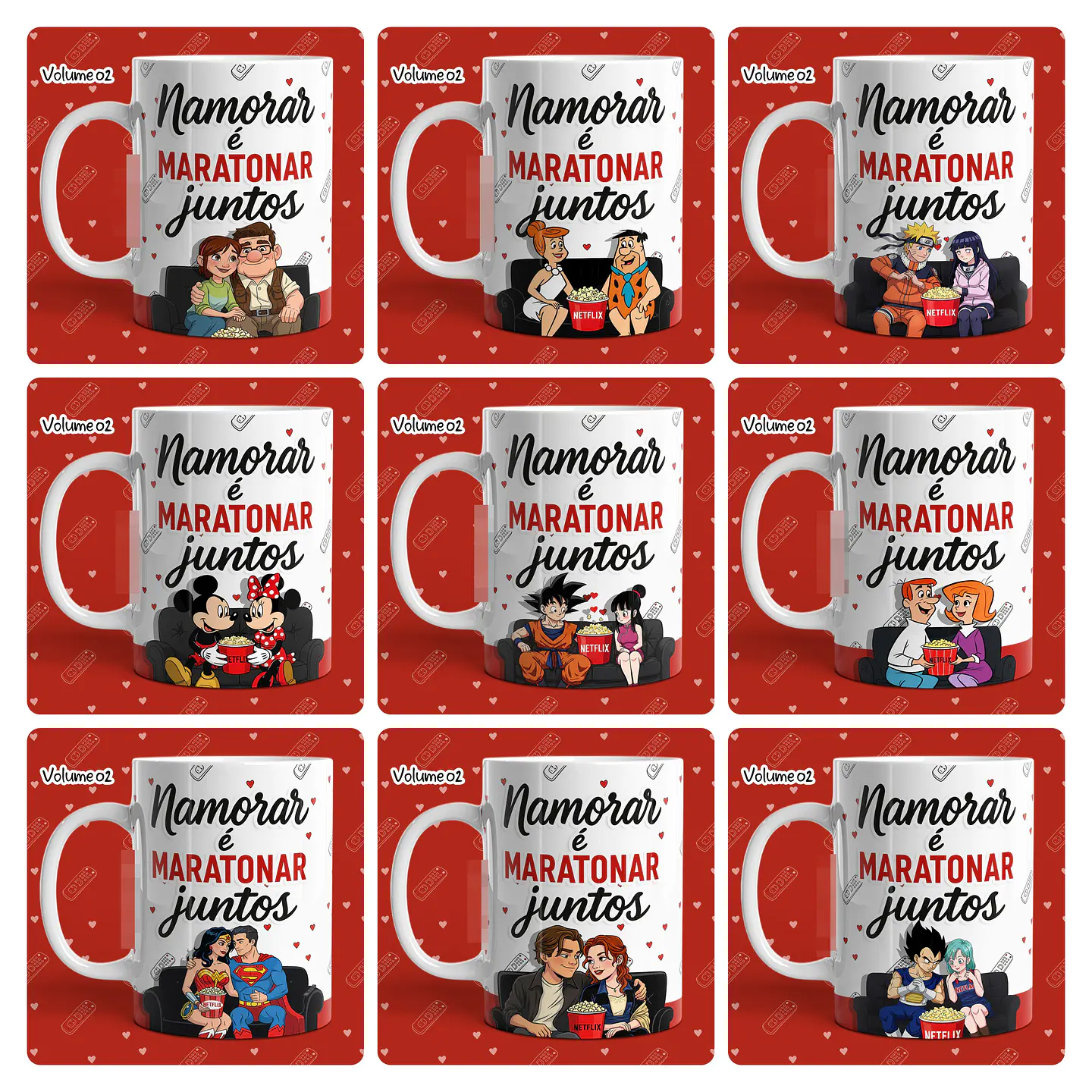 23 Artes para Caneca Dia dos Namorados Netflix, Pipoca e Você Vol. 02 Arquivo em Jpg 2