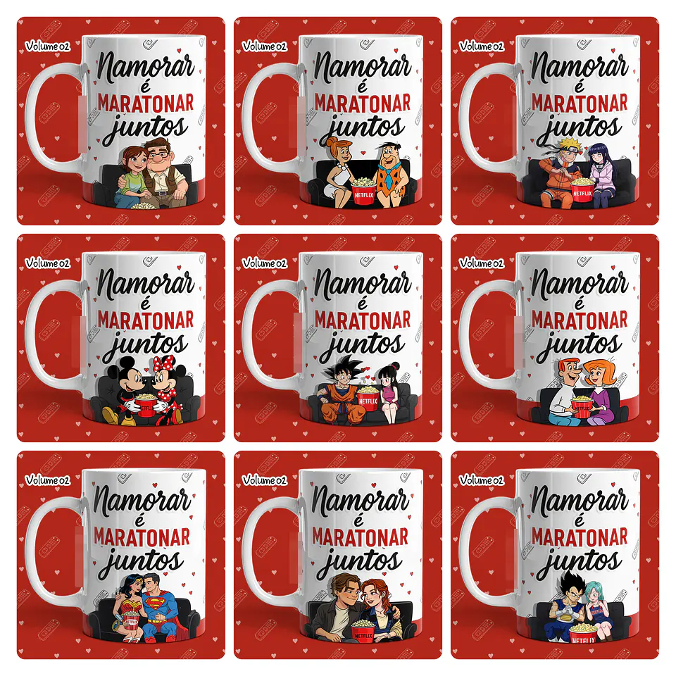 23 Artes para Caneca Dia dos Namorados Netflix, Pipoca e Você Vol. 02 Arquivo em Jpg 2