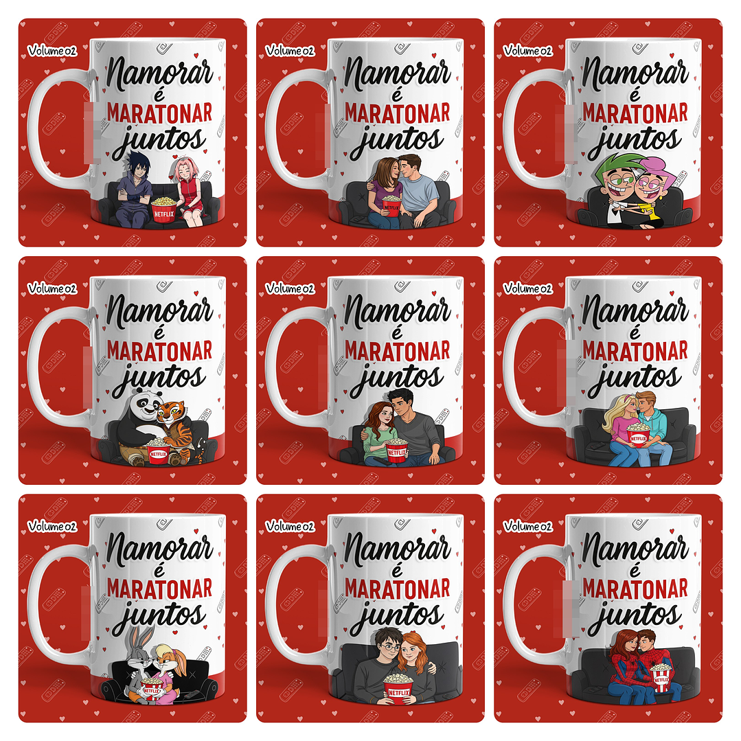 23 Artes para Caneca Dia dos Namorados Netflix, Pipoca e Você Vol. 02 Arquivo em Jpg 3